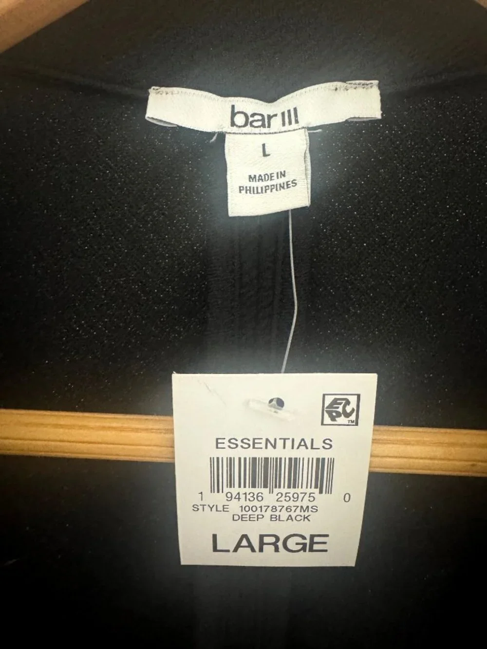 Bar III NEW Black Knit Boyfriend Blazer Jacket Scrunched Ruched 3/4 Sleeves Sz L